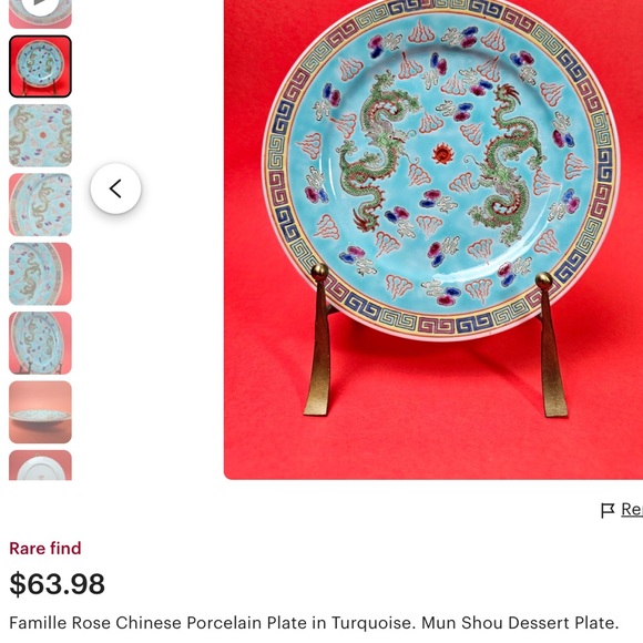 🐉 CHINESE DRAGONS FAMILLE LOTUS Vintage  6 1/4” STAMPED Made 06 China  1 of 2 - Picture 2 of 16